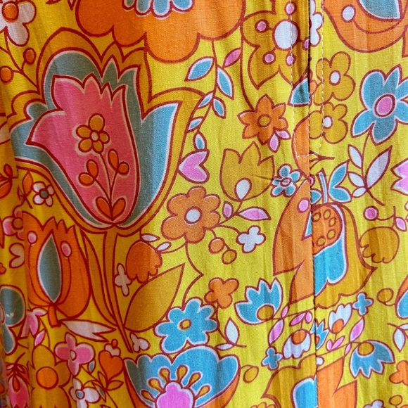 Vintage 60s Mod Floral Swing Dress | Bright Yellow Psychedelic Print - Picture 6 of 7